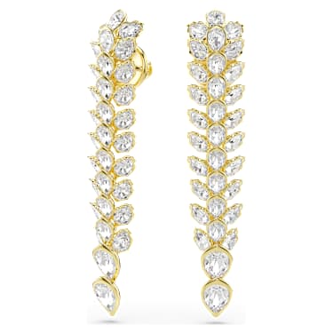 Visací náušnice Idyllia, Různé výbrusy, Dlouhé, Bílá, Povrchová úprava z 18k zlata - Swarovski, 5723138