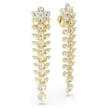 Idyllia csepp alakú fülbevaló, Vegyes metszés, Nagy, Fehér, 18 kt-os aranybevonat - Swarovski, 5723138