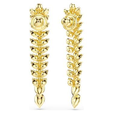 Idyllia drop earrings, Mixed cuts, Long, White, 18K gold finish - Swarovski, 5723138
