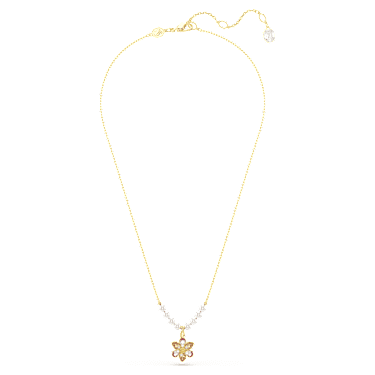 Idyllia pendant, Crystal pearl, Mixed cuts, Flower, Multicolored, Gold-tone plated - Swarovski, 5723140