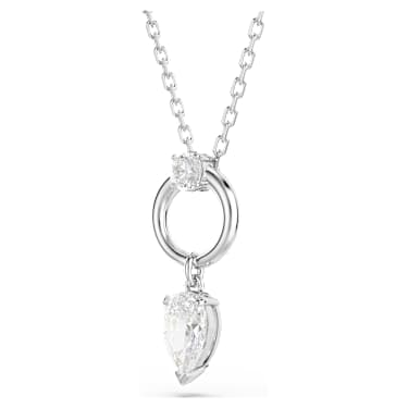 Colgante Mesmera, Talla pera, Blanco, Baño de rodio - Swarovski, 5723146