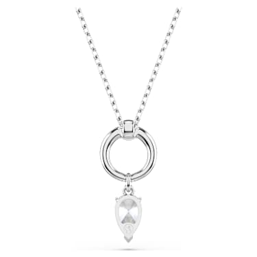 Colgante Mesmera, Talla pera, Blanco, Baño de rodio - Swarovski, 5723146