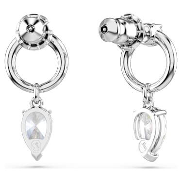 Visací náušnice Mesmera, Různé výbrusy, Bílá, Pokoveno rhodiem - Swarovski, 5723177