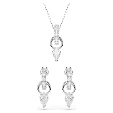 Mesmera set, Pear cut, Round cut, White, Rhodium plated - Swarovski, 5723197
