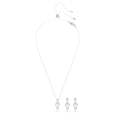 Mesmera set, Pear cut, Round cut, White, Rhodium plated - Swarovski, 5723197