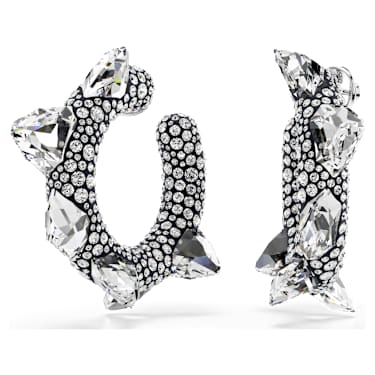 Sublima 大圈耳環, 尖刺, 白色, 鍍白金色 - Swarovski, 5723287