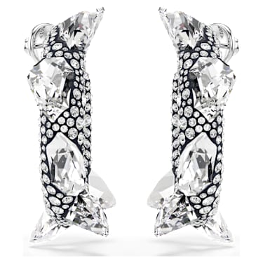 Sublima hoop earrings, Spike, White, Rhodium plated - Swarovski, 5723287