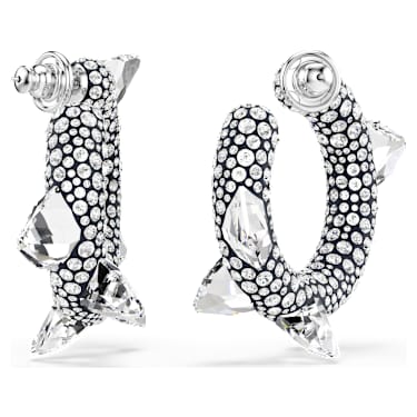 Sublima hoop earrings, Spike, White, Rhodium plated - Swarovski, 5723287