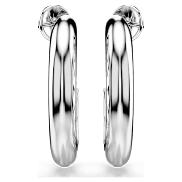 Sublima hoop earrings, White, Rhodium plated - Swarovski, 5723288