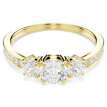 Stilla Attract リング, ラウンドカット, ホワイト, ゴールドトーン・プレーティング - Swarovski, 5723291