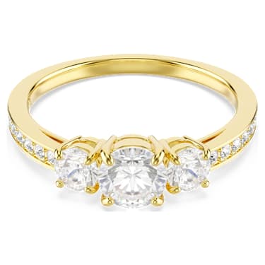 Stilla Attract 링, 라운드 컷, 화이트, 18K 골드 피니시 - Swarovski, 5723291
