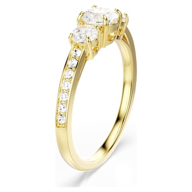 Stilla Attract 링, 라운드 컷, 화이트, 18K 골드 피니시 - Swarovski, 5723291
