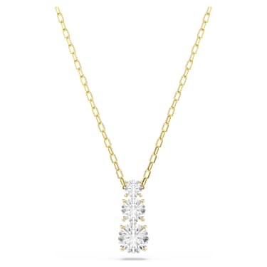 Stilla Attract 链坠, 圆形切割, 白色, 镀金色调 - Swarovski, 5723298