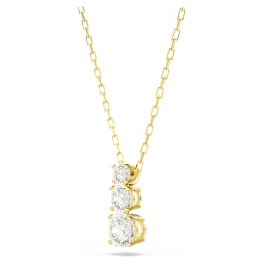 Stilla Attract pendant, Round cut, White, 18K gold finish - Swarovski, 5723298