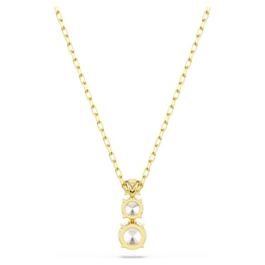 Stilla Attract 链坠, 圆形切割, 白色, 金色饰面 - Swarovski, 5723298