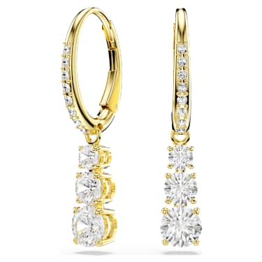 Stilla Attract 大圈耳环, 圆形切割, 白色, 镀金色调 - Swarovski, 5723300