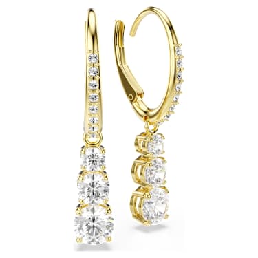 Stilla Attract halka küpeler, Yuvarlak kesim, Beyaz, 18k altın rengi yüzey - Swarovski, 5723300