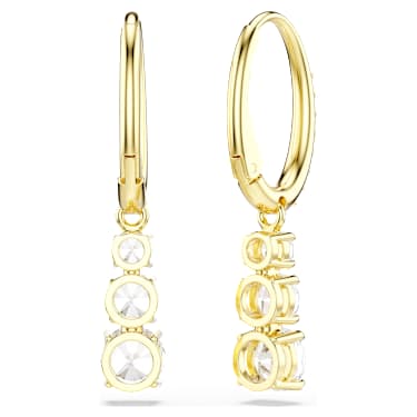 Stilla Attract 후프 이어링, 라운드 컷, 화이트, 18K 골드 피니시 - Swarovski, 5723300
