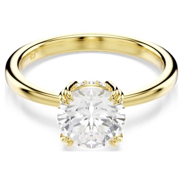 Koktajl prstan Stilla, Okrogli rez, Bel, V videzu 18-karatnega zlata - Swarovski, 5723330