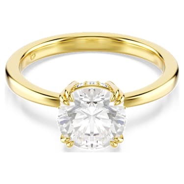 Koktajl prstan Stilla, Okrogli rez, Bel, V videzu 18-karatnega zlata - Swarovski, 5723330
