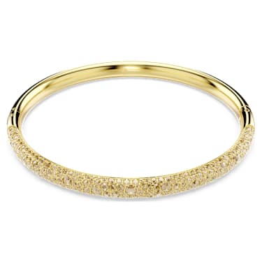 Sublima bangle, Snow pavé, White, Gold-tone plated - Swarovski, 5723337