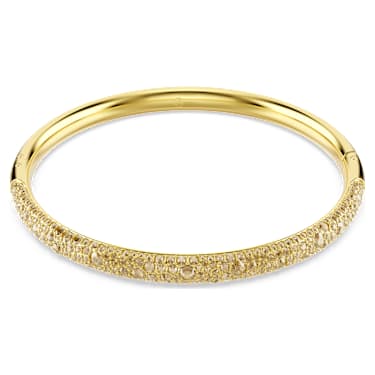 Sublima bangle, Snow pavé, White, Gold-tone plated - Swarovski, 5723337