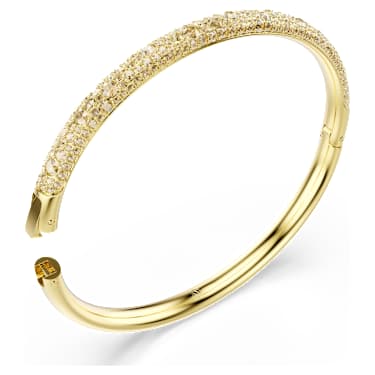 Sublima bangle, Snow pavé, White, Gold-tone plated - Swarovski, 5723337