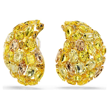 Gema clip earrings, Yellow, Gold-tone plated - Swarovski, 5723383