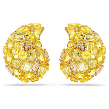 Gema clip earrings, Yellow, Gold-tone plated - Swarovski, 5723383