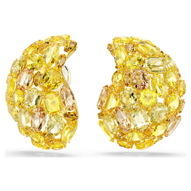 Gema clip earrings, Yellow, Gold-tone plated - Swarovski, 5723383