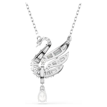 Swan pendant, Swan, White, Rhodium plated - Swarovski, 5723387