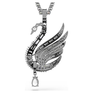 Swan pendant and brooch, Swan, White, Ruthenium plated - Swarovski, 5723411