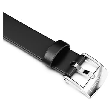 Watch strap, 12 mm (0.47") width, Leather, Black, Stainless steel - Swarovski, 5723412