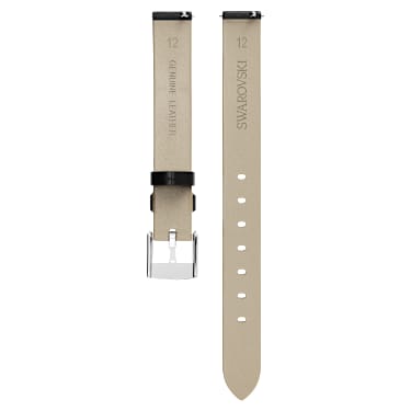 워치 스트랩, 폭 12 mm(0.47"), 가죽 스트랩, 블랙, 스테인리스 스틸 - Swarovski, 5723412