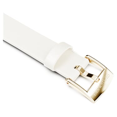 워치 스트랩, 폭 12 mm(0.47"), 가죽 스트랩, 화이트, 샴페인 골드 톤 피니시 - Swarovski, 5723413