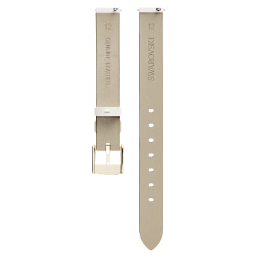 워치 스트랩, 폭 12 mm(0.47"), 가죽 스트랩, 화이트, 샴페인 골드 톤 피니시 - Swarovski, 5723413