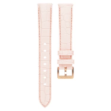 Pašček za ročno uro, Širina 16 mm (0,63"), Usnje s šivi, Rožnat, Prevleka v rožnato zlatem odtenku - Swarovski, 5723415