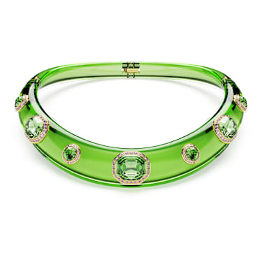 Gargantilha, Combinação de lapidações, Verde, Lacado a dourado - Swarovski, 5723510