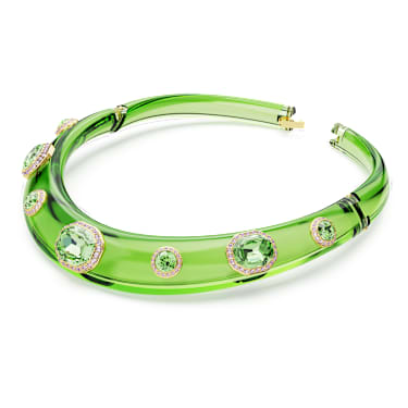 Dulcis choker, Mixed cuts, Green, Gold-tone plated - Swarovski, 5723510