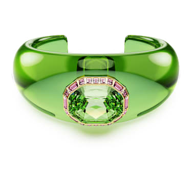 Dulcis กำไลแบบ Cuff, เจียระไนทรงแปดเหลี่ยม, สีเขียว, เคลือบโทนสีทอง - Swarovski, 5723514