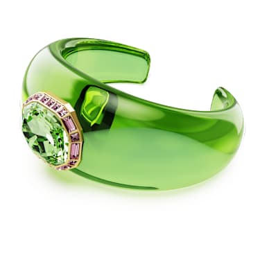 Dulcis กำไลแบบ Cuff, เจียระไนทรงแปดเหลี่ยม, สีเขียว, เคลือบโทนสีทอง - Swarovski, 5723514