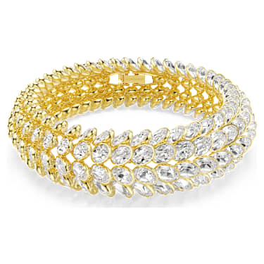 Idyllia 手链, 椭圆形切割, 白色, 镀金色调 - Swarovski, 5723540