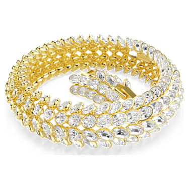 Idyllia bracelet, Oval cut, White, Gold-tone plated - Swarovski, 5723540