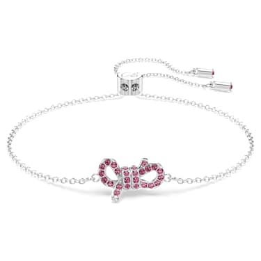 Lifelong Bow bracelet, Bow, Pink, Rhodium plated - Swarovski, 5723553