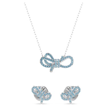 Lifelong Bow set, Bow, Blue, Rhodium plated - Swarovski, 5723554