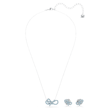Lifelong Bow 套裝, 蝴蝶結, 藍色, 鍍白金色| Swarovski