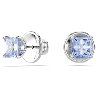 Matrix 스터드 이어링, 스퀘어 컷, 블루, 로듐 플래팅 - Swarovski, 5723561