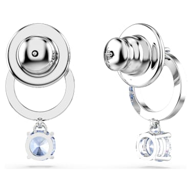 Attract drop earrings, Round cut, Blue, Rhodium plated - Swarovski, 5723563