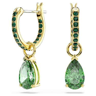 Attract Oorhangers, Pear-slijpvorm, Groen, ‎18k gouden afwerking - Swarovski, 5723564