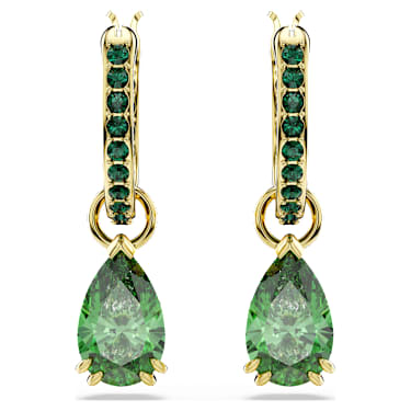 Attract 드롭 이어링, 피어 컷, 그린, 골드 톤 플래팅 - Swarovski, 5723564